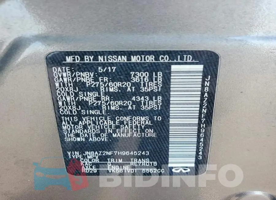 JN8AZ2NF7H9645243 Photo# 13