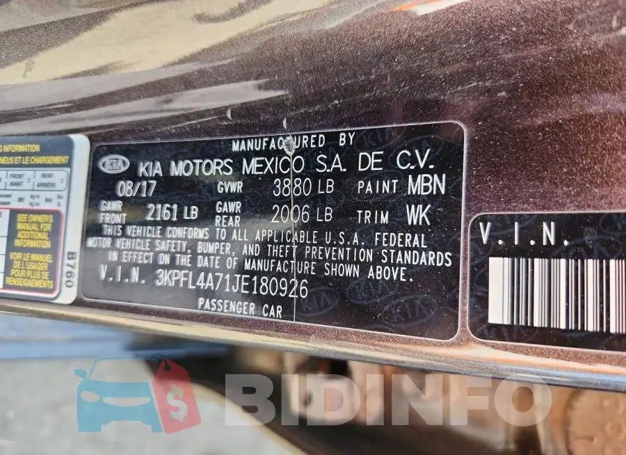 3KPFL4A71JE180926 Photo# 12