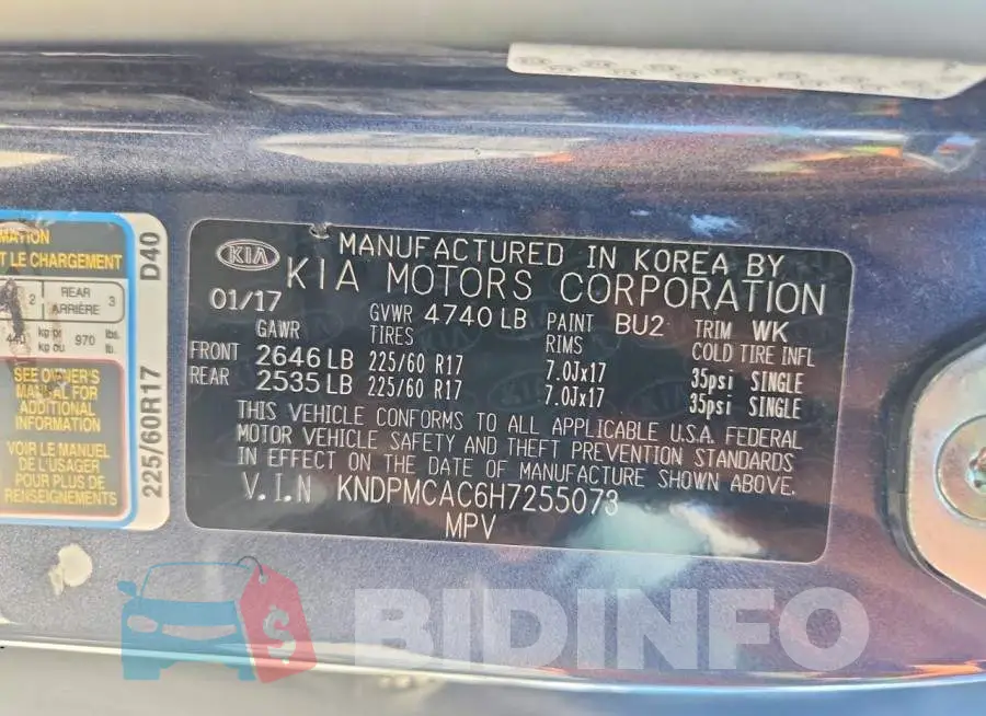 KNDPMCAC6H7255073 Photo# 12