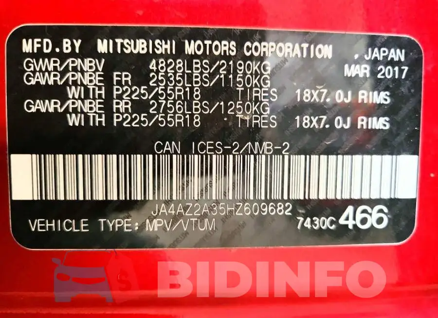 JA4AZ2A35HZ609682 Photo# 13
