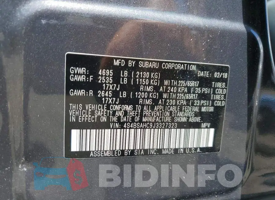 4S4BSAHC9J3327323 Photo# 13