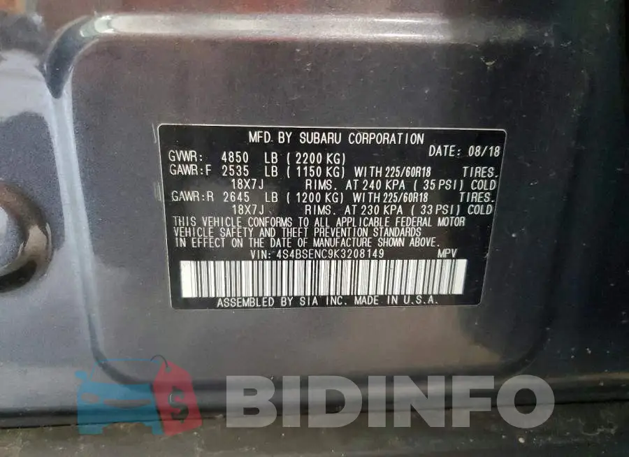 4S4BSENC9K3208149 Photo# 13