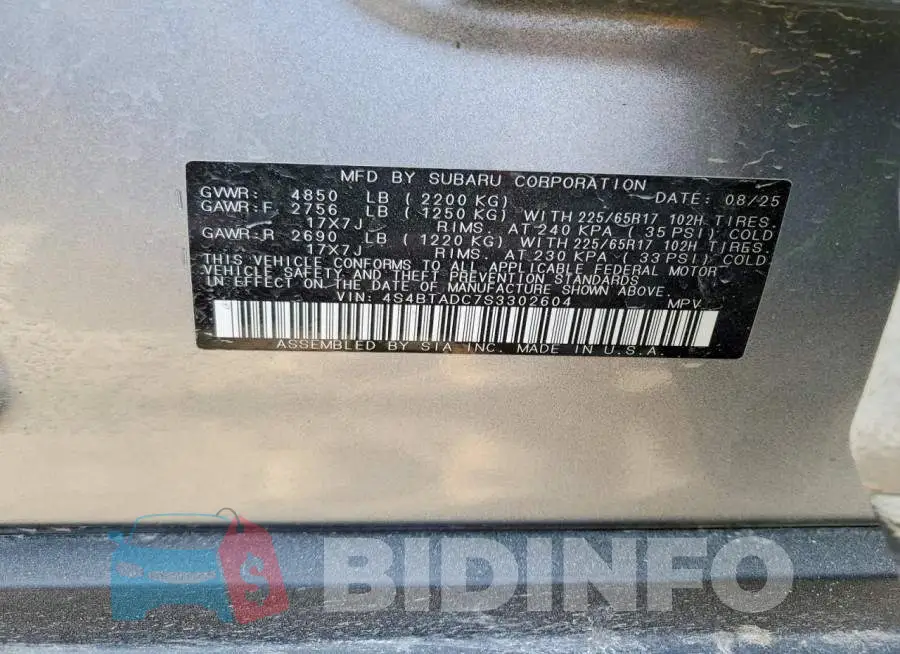 4S4BTADC7S3302604 Photo# 12