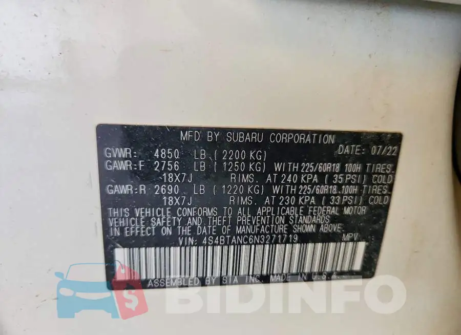 4S4BTANC6N3271719 Photo# 13