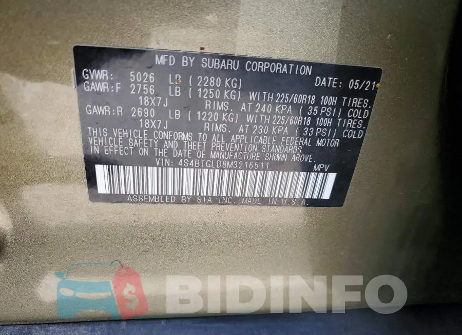 4S4BTGLD8M3216511 Photo# 13