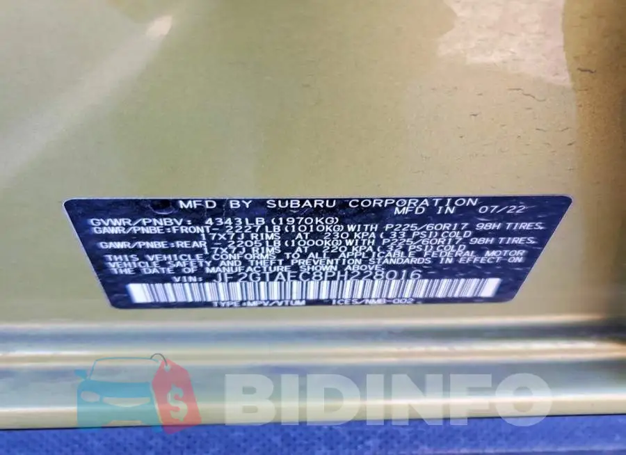 JF2GTAEC8PH228016 Photo# 11