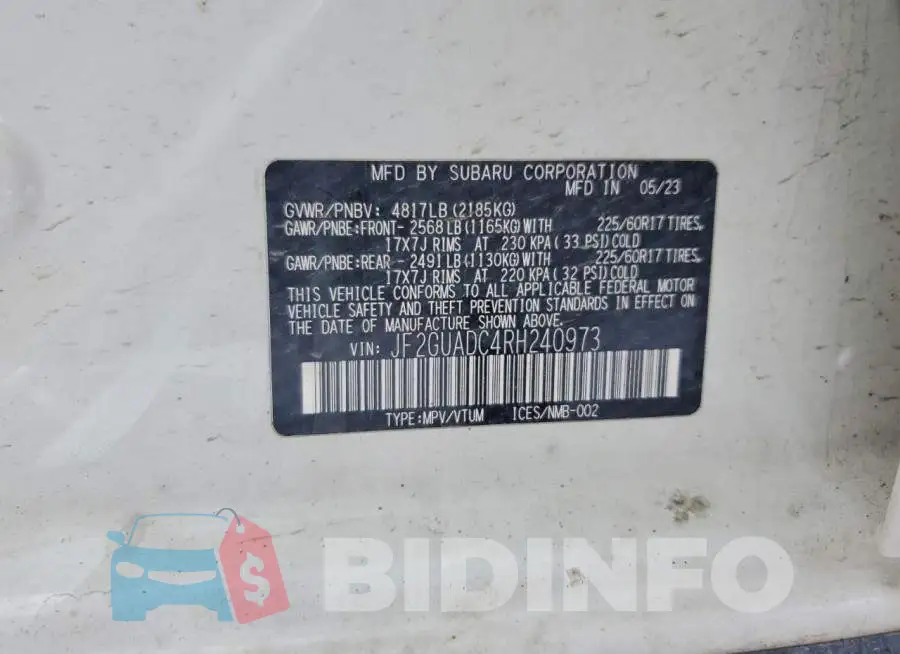 JF2GUADC4RH240973 Photo# 13