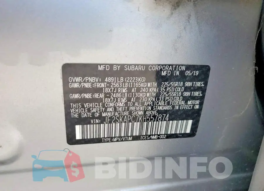 JF2SKAPC7KH557874 Photo# 13