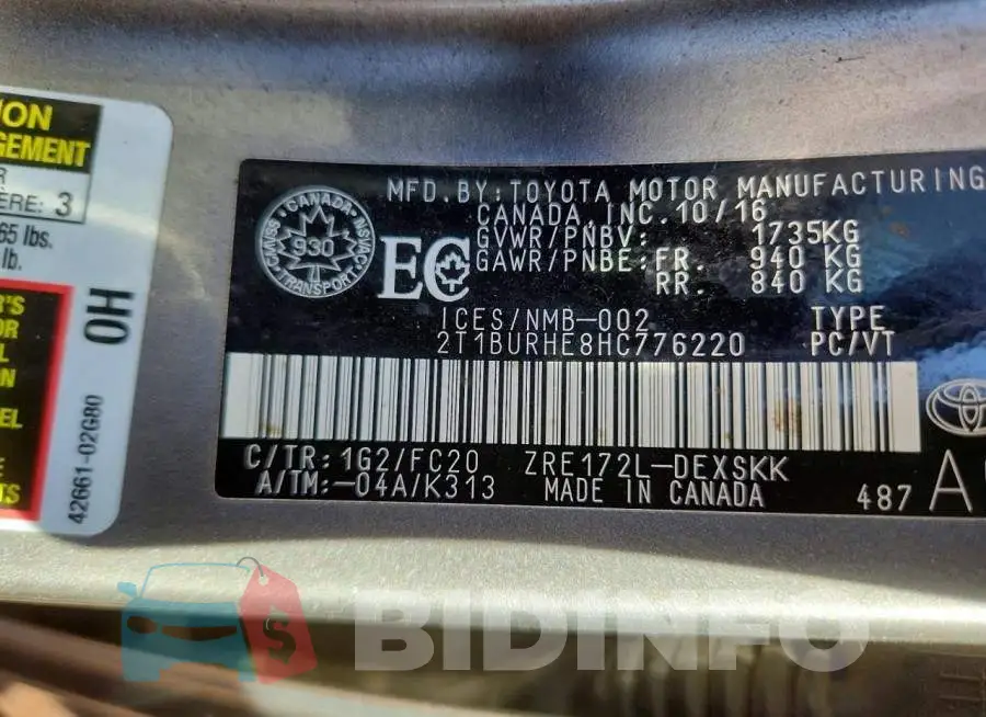 2T1BURHE8HC776220 Photo# 13