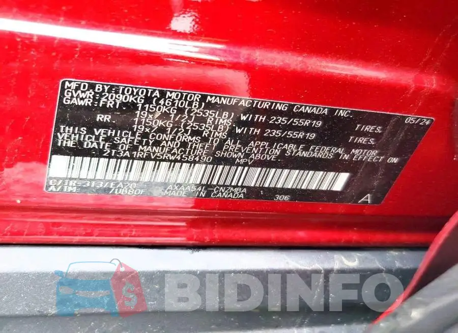 2T3A1RFV5RW458490 Photo# 13