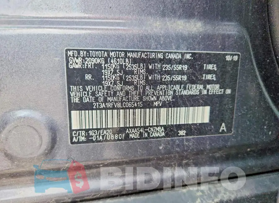 2T3A1RFV8LC065415 Photo# 12
