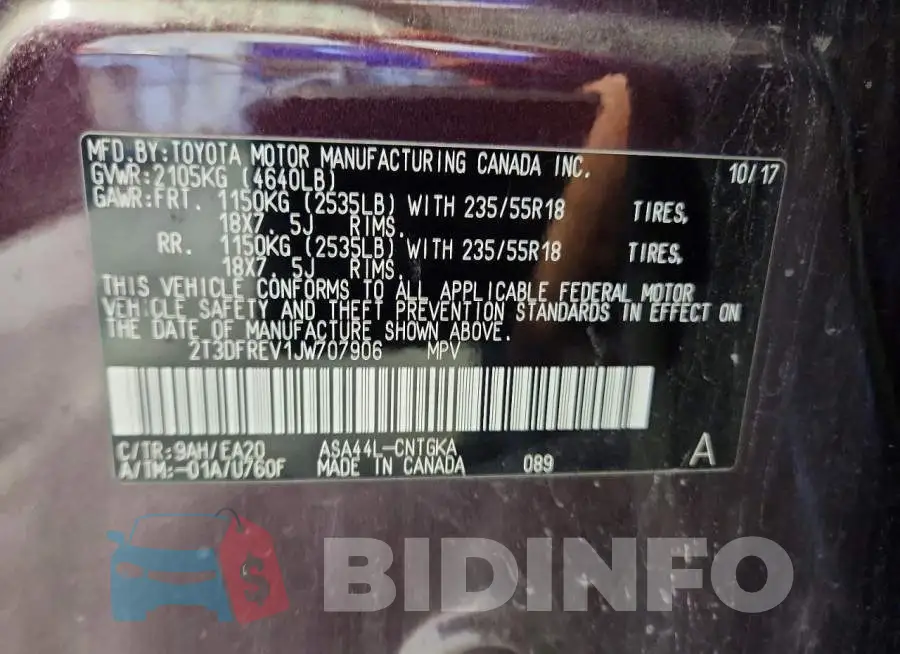 2T3DFREV1JW707906 Photo# 13