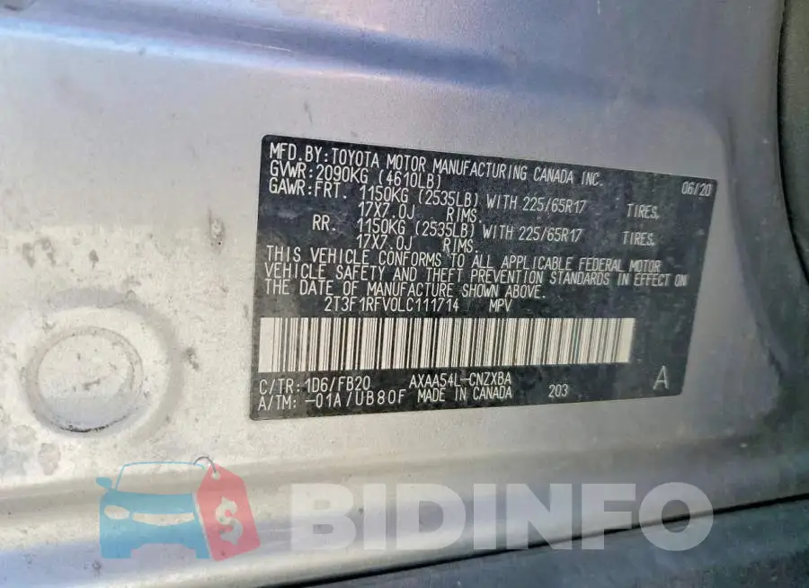 2T3F1RFV0LC111714 Photo# 14