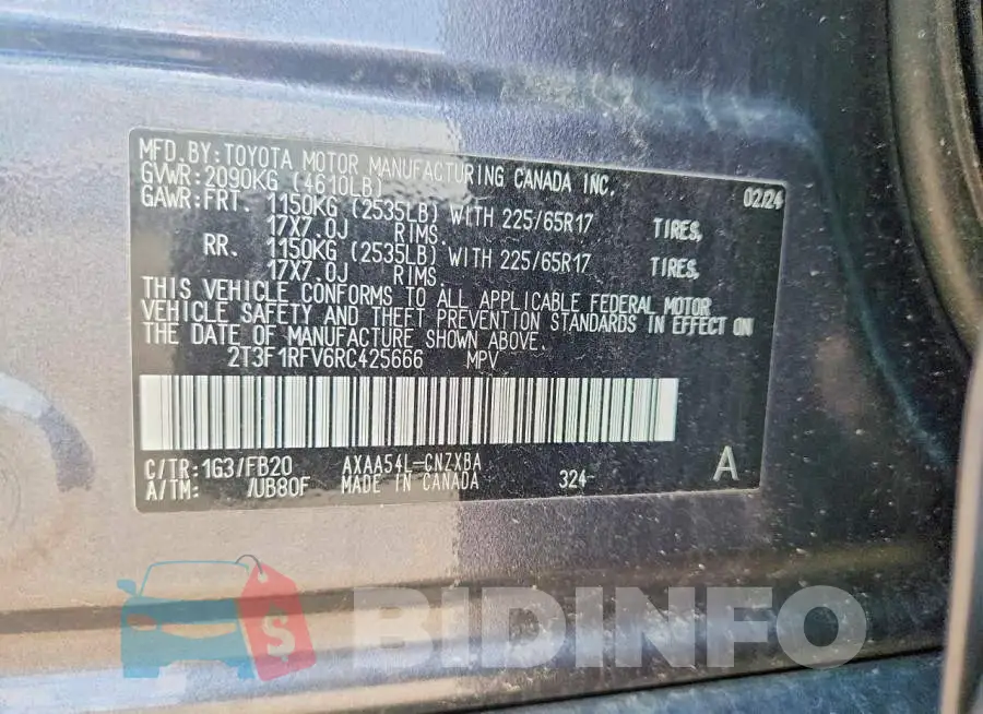 2T3F1RFV6RC425666 Photo# 13