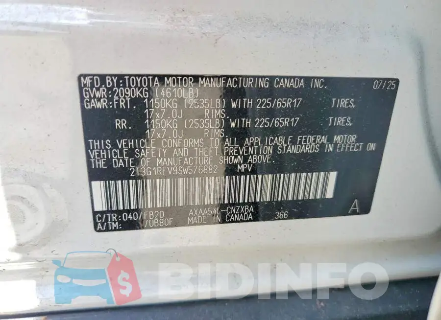 2T3G1RFV9SW576882 Photo# 13