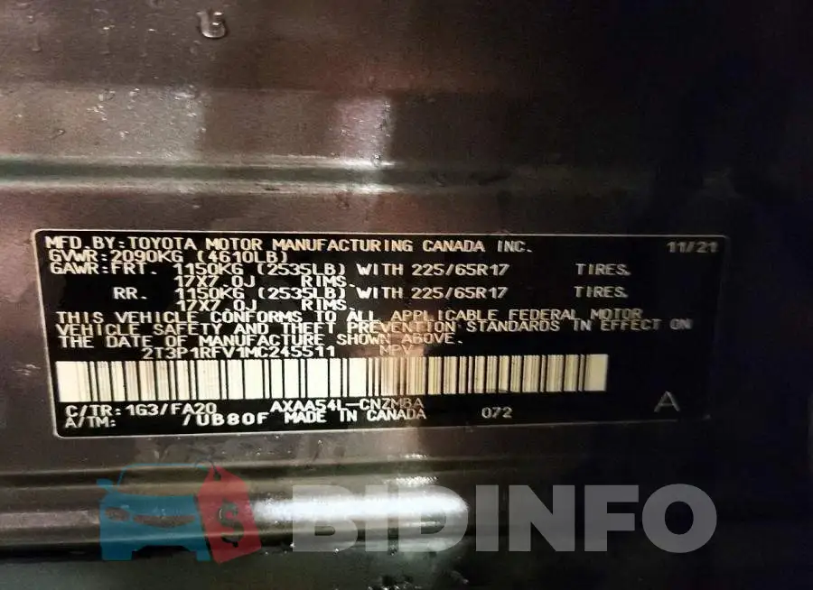 2T3P1RFV1MC245511 Photo# 14