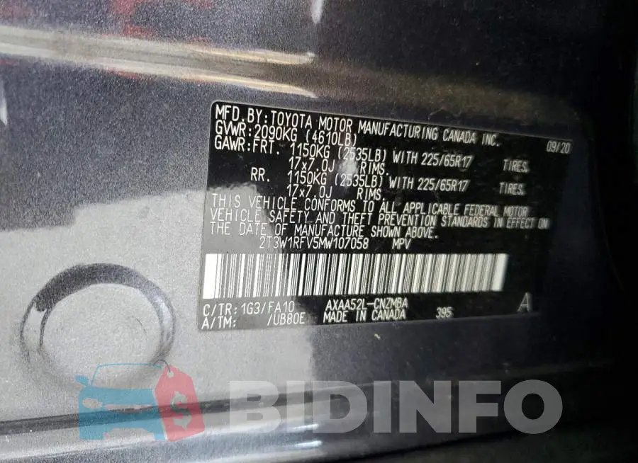 2T3W1RFV5MW107058 Photo# 13