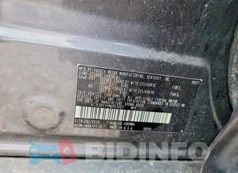 4T3E6RFV1MU053061 Photo# 13