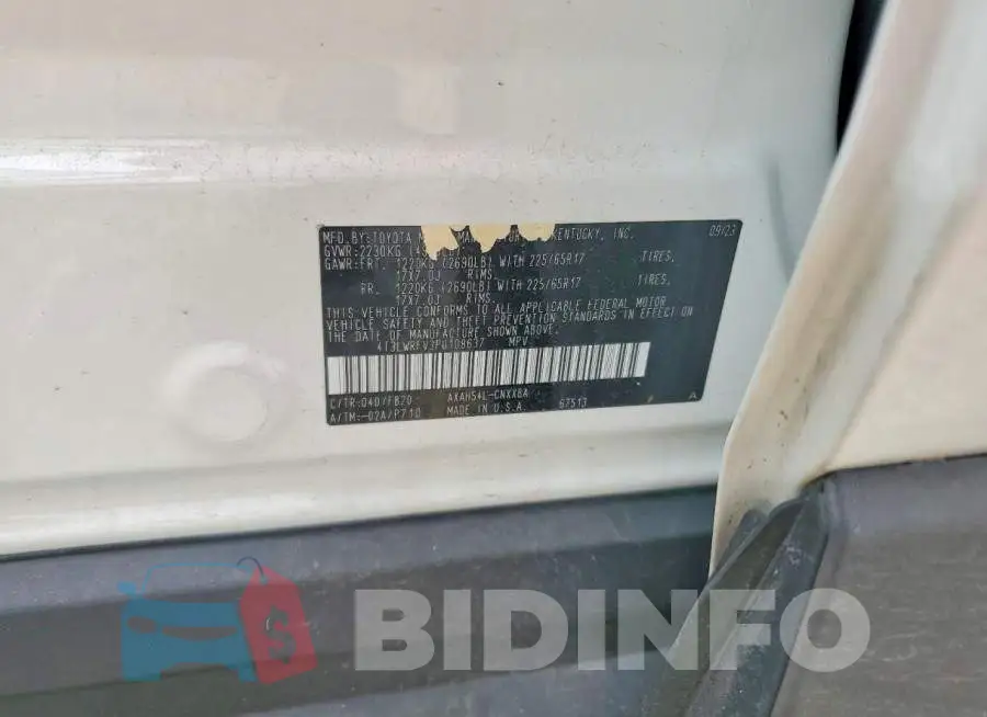 4T3LWRFV3PU108637 Photo# 13