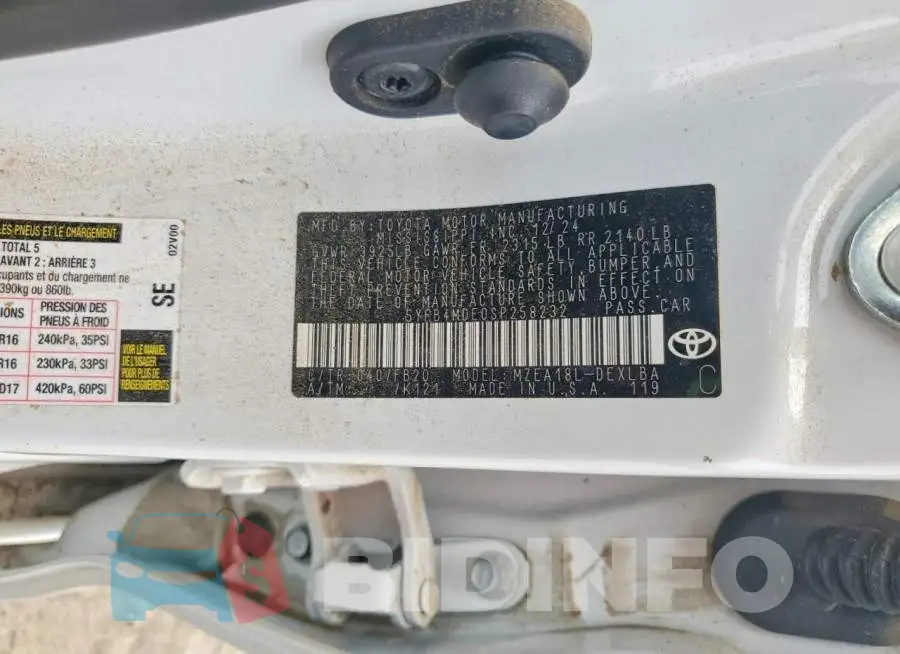 5YFB4MDE0SP258232 Photo# 12