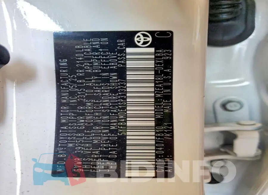 5YFB4MDE1SP313237 Photo# 12