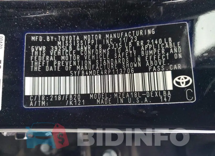 5YFB4MDE4RP113706 Photo# 12