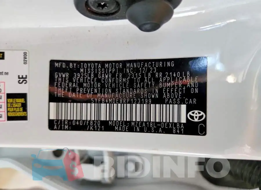 5YFB4MDE8RP123199 Photo# 12