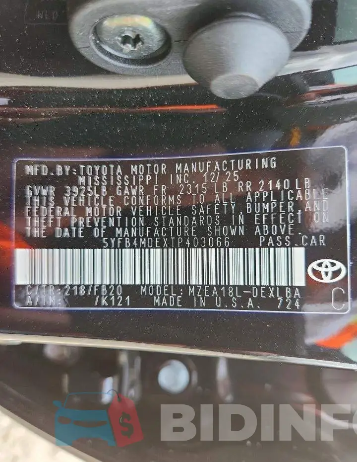 5YFB4MDEXTP403066 Photo# 13