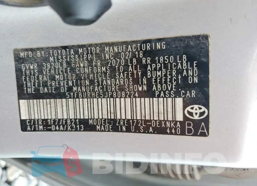 5YFBURHE5JP808224 Photo# 13