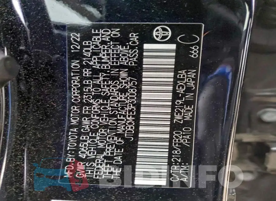 JTDBCMFE3P3008757 Photo# 12