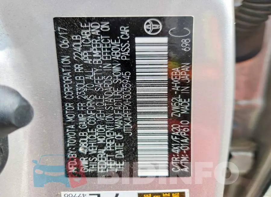 JTDKARFPXH3035945 Photo# 13