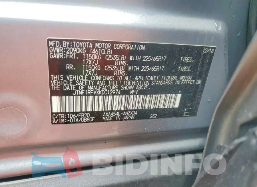 JTMF1RFVXKD012974 Photo# 13