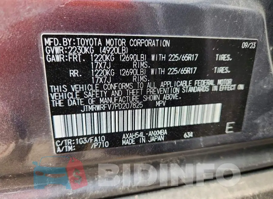 JTMRWRFV7PD207825 Photo# 12
