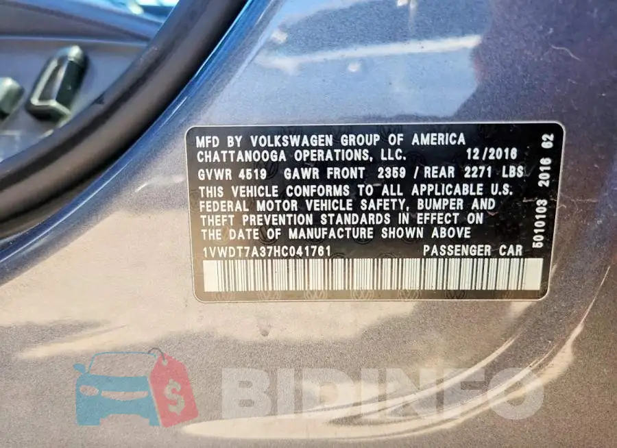 1VWDT7A37HC041761 Photo# 13