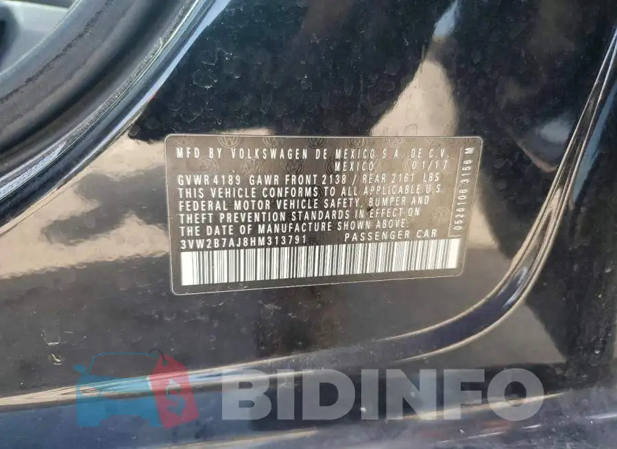 3VW2B7AJ8HM313791 Photo# 12