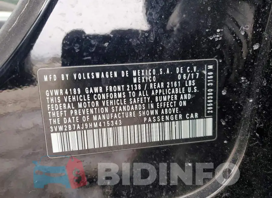 3VW2B7AJ9HM415343 Photo# 12