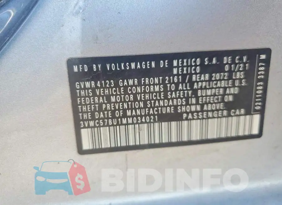 3VWC57BU1MM034021 Photo# 12