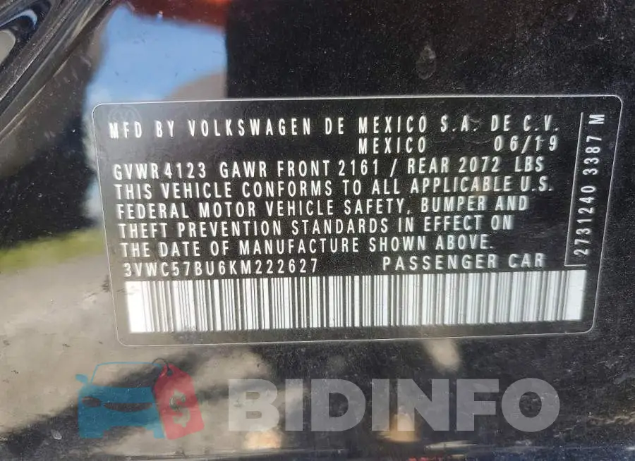3VWC57BU6KM222627 Photo# 12