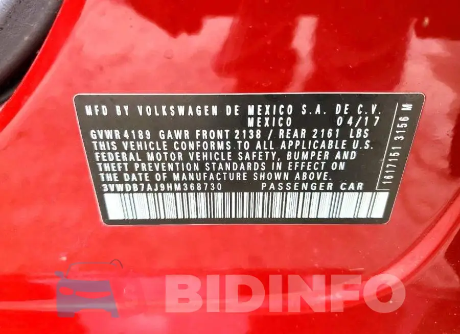 3VWDB7AJ9HM368730 Photo# 13