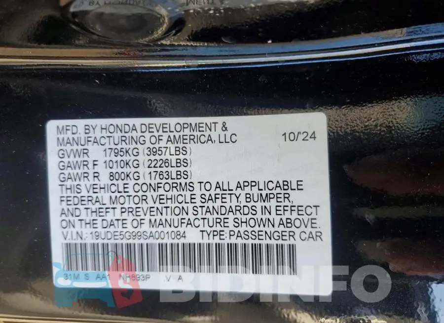 19UDE5G99SA001084 Photo# 13