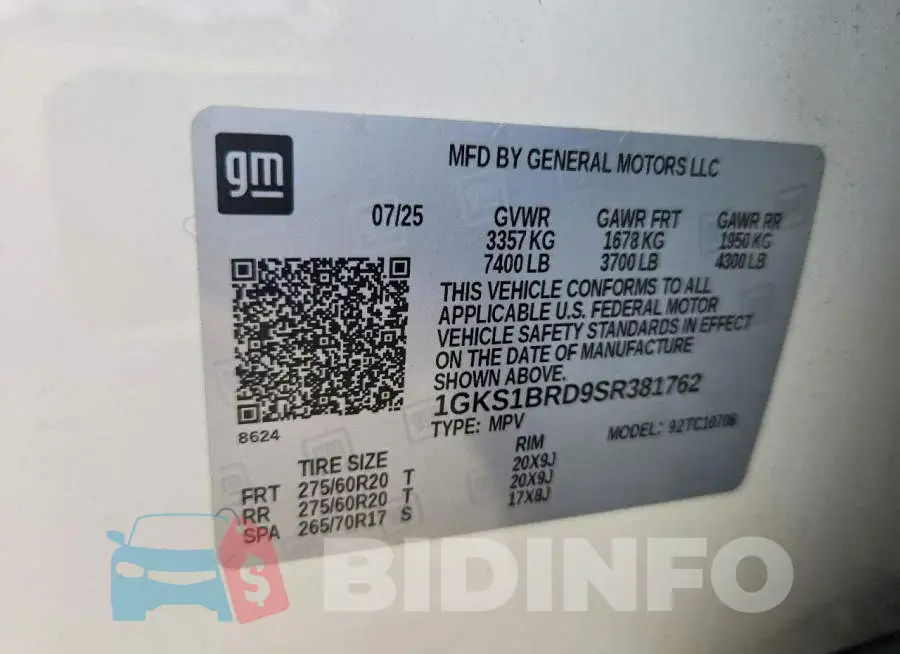 1GKS1BRD9SR381762 Photo# 13