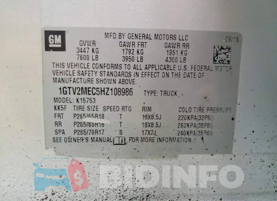 1GTV2MEC5HZ108986 Photo# 12