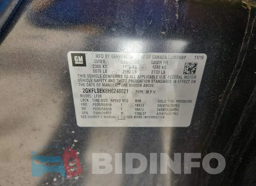 2GKFLSEK8H6248821 Photo# 13