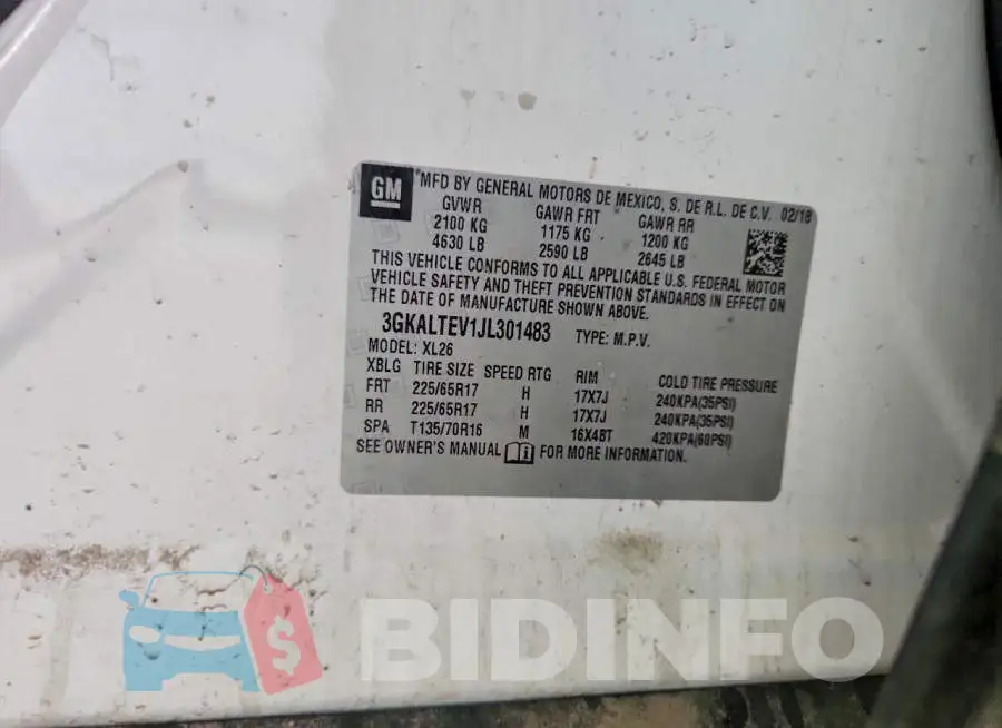 3GKALTEV1JL301483 Photo# 13