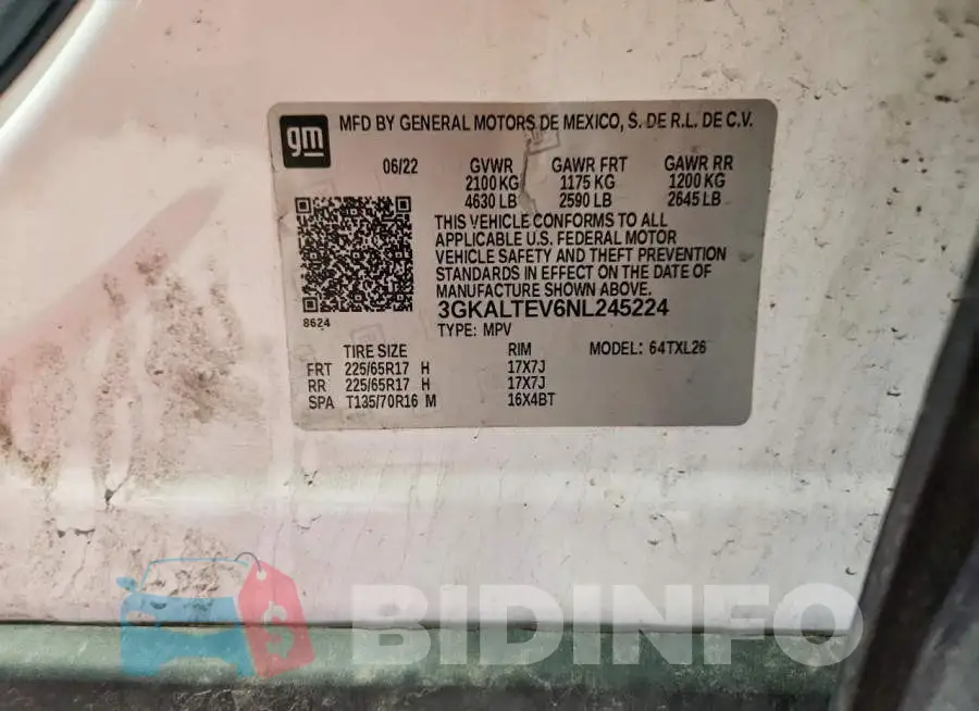 3GKALTEV6NL245224 Photo# 13