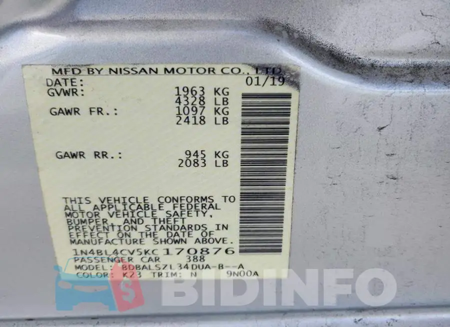 1N4BL4CV5KC170876 Photo# 13