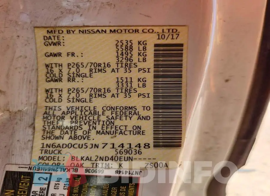 1N6AD0CU5JN714148 Photo# 12