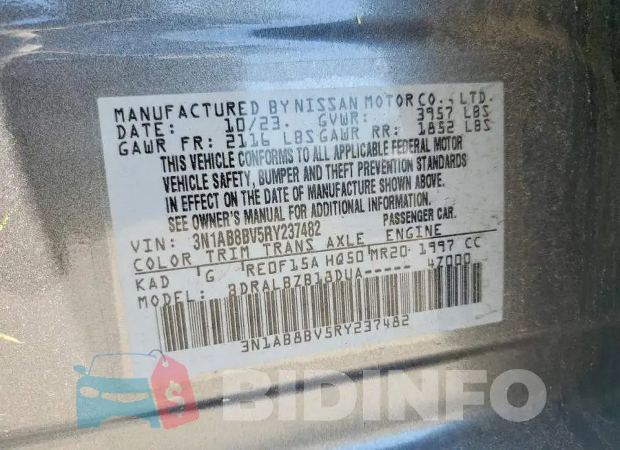 3N1AB8BV5RY237482 Photo# 12