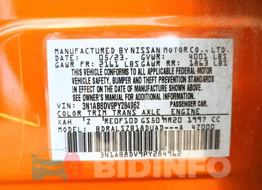 3N1AB8DV9PY284962 Photo# 12