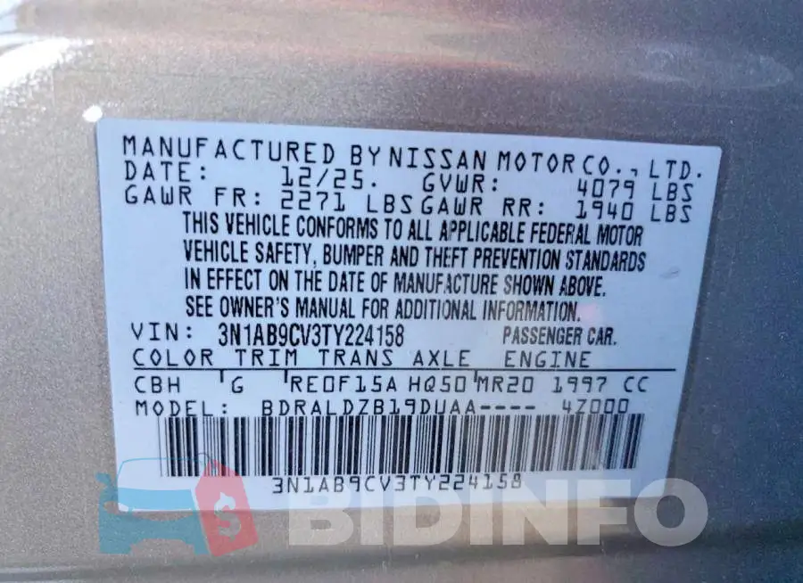 3N1AB9CV3TY224158 Photo# 13